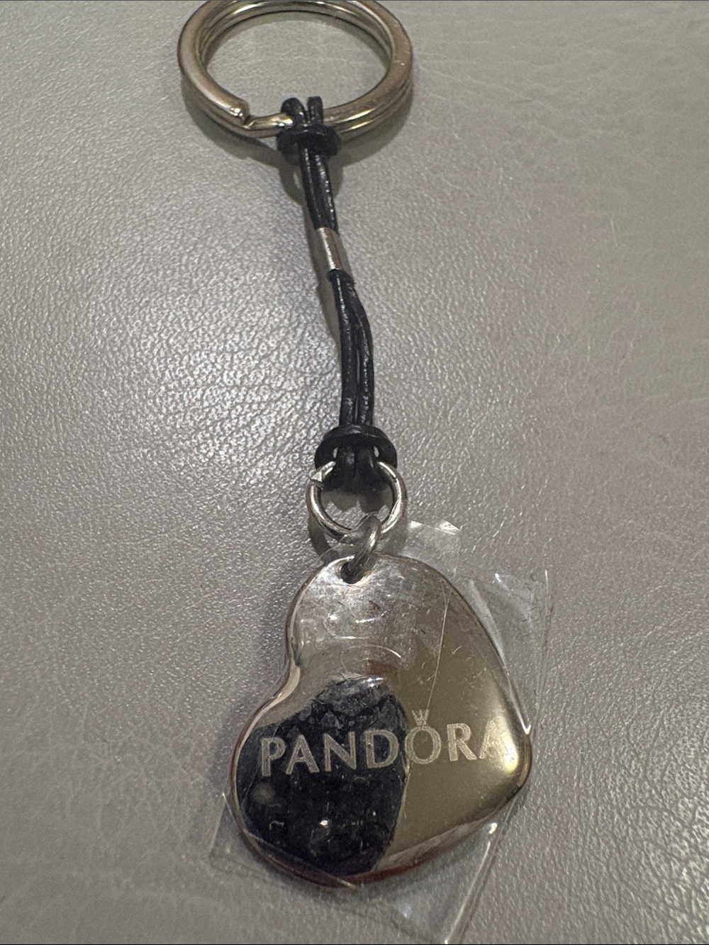 Engraved Pandora Silver Tone Heart Charm Key Chain or Purse Dangle